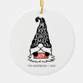 Moderner froher Weihnachts-Gnome-Urlaub Keramik Ornament (Vorne)