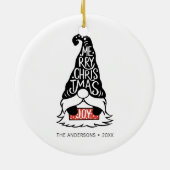 Moderner froher Weihnachts-Gnome-Urlaub Keramik Ornament (Hinten)