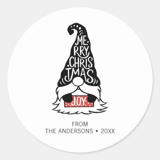 Moderner froher Weihnachts-Gnome-Urlaub Runder Aufkleber (Vorderseite)