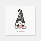 Moderner froher Weihnachts-Gnome-Urlaub Serviette (Vorderseite)