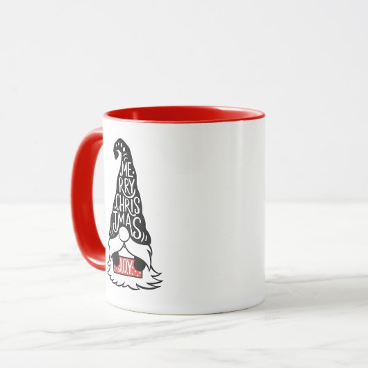 Moderner froher Weihnachts-Gnome-Urlaub Tasse (Vorderseite Links)