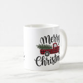 Moderner froher Weihnachts Red Buffalo Karierter L Kaffeetasse (VorderseiteRechts)