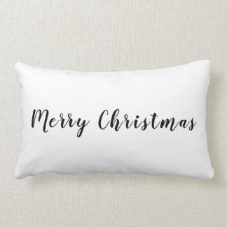Moderner froher Weihnachts Schwarzer Text Weiß Lendenkissen