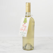 Moderner froher Weihnachtsbaum Flaschenanhänger (Angewinkelt)