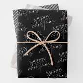 Moderner froher Weihnachtsbaum Schwarz-weiß Geschenkpapier Set (Beispiel)