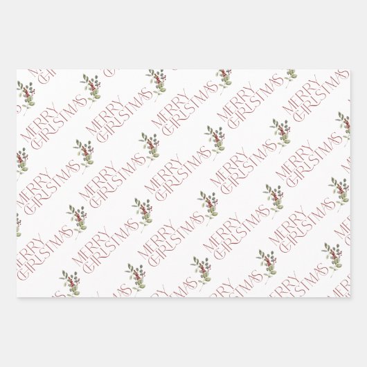 Moderner froher Weihnachtsgrün Urlaub Geschenkpapier Set (Vorderseite 3)