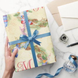 Moderner froher Weihnachtskraut Roter Gelber Brief Geschenkpapier