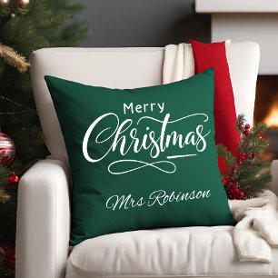 Moderner, froher Weihnachtsskript-Individuelle Nam Kissen