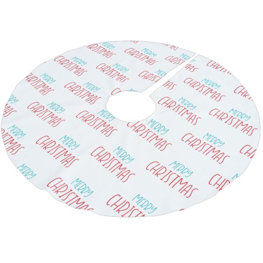 Moderner froher Weihnachtstext Polyester Weihnachtsbaumdecke (Schrägansicht)