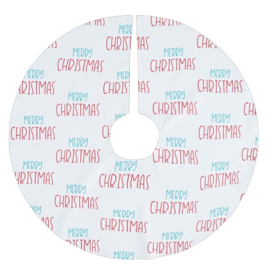 Moderner froher Weihnachtstext Polyester Weihnachtsbaumdecke (Vorderseite)