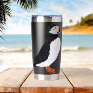 Moderner fröhlicher Papageientaucher Thermobecher