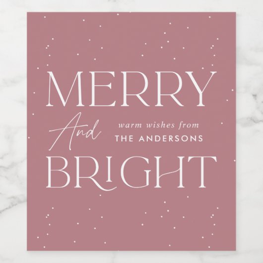 Moderner, fröhlicher und heller Dusty Rose Urlaub Weinetikett (Einzelnes Label)