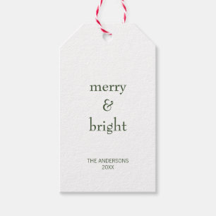 Moderner, fröhlicher und heller grüner Weihnachtsu Geschenkanhänger