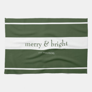 Moderner, fröhlicher und heller grüner Weihnachtsu Geschirrtuch