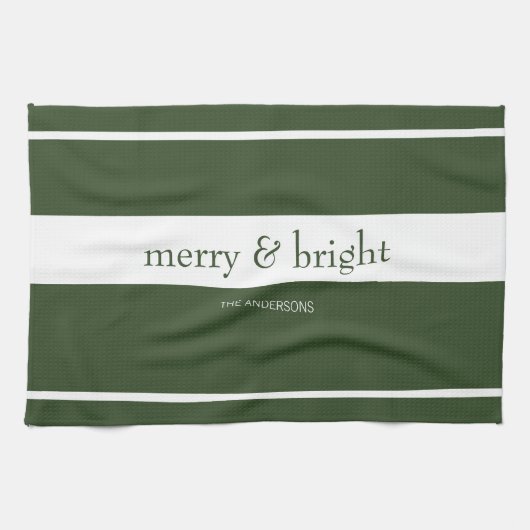 Moderner, fröhlicher und heller grüner Weihnachtsu Geschirrtuch (Horizontal)