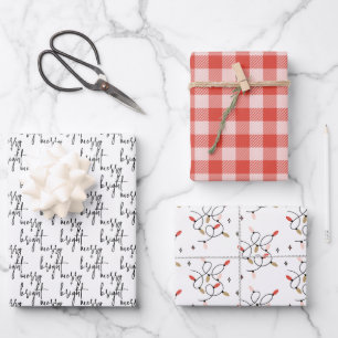 Moderner, fröhlicher und heller Weihnachtsanfang Geschenkpapier Set