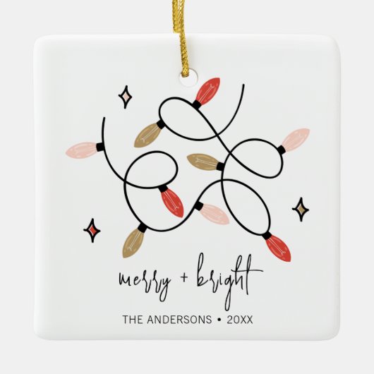 Moderner, fröhlicher und heller Weihnachtsanfang Keramikornament (Vorderseite)