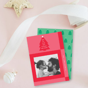 Moderner, fröhlicher und heller Weihnachtsbaum Ein Feiertagskarte