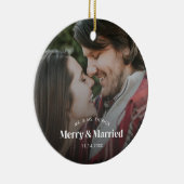 Moderner, fröhlicher und Verheirateter Foto Urlaub Keramik Ornament (Rechts)