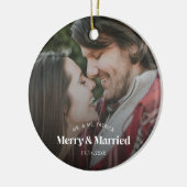 Moderner, fröhlicher und Verheirateter Foto Urlaub Keramik Ornament (Links)