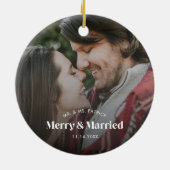 Moderner, fröhlicher und Verheirateter Foto Urlaub Keramik Ornament (Hinten)