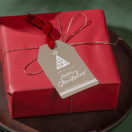 Moderner, fröhlicher Weihnachtsgeschenk-Tag mit in Geschenkanhänger