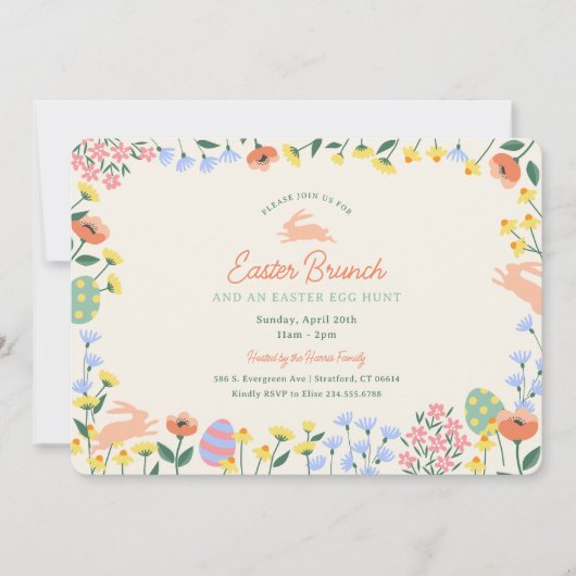 Moderner Frühlingsbrunch Einladung (Vorderseite)