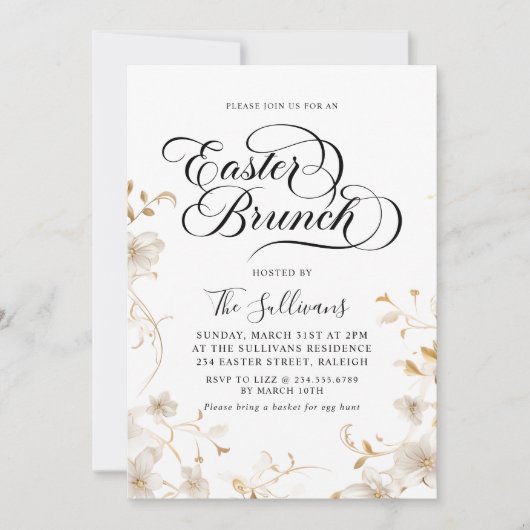 Moderner Frühlingsbrunch Einladung (Vorderseite)