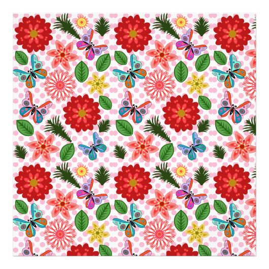 Moderner Frühlingsgarten Schmetterling Floral  Fotodruck (Vorne)