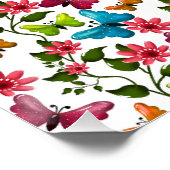 Moderner Frühlingsgarten Schmetterling Floral Post Poster (Ecke)