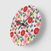 Moderner Frühlingsgarten Schmetterling Floral  Runde Wanduhr (Winkel)