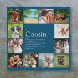 Moderner Fun Blue 12 Foto Collage Cousin Definitio Künstlicher Leinwanddruck<br><div class="desc">Personalisieren Sie mit seinen 12 Lieblings-Fotos und personalisierten Texten für Ihren besonderen,  bevorzugten Cousin,  um ein einzigartiges Geschenk zu schaffen. Eine perfekte Art,  ihm zu zeigen,  wie phantastisch er jeden Tag ist. Sie können den Hintergrund sogar an ihre Lieblingsfarbe anpassen. Entwickelt von Thisisnotme©</div>