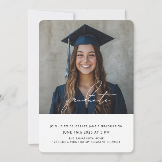 Moderner Fun Foto Abschluss | Klasse 2025 Einladung (Vorderseite)