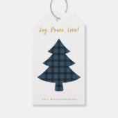 Moderner Fun Navy Buffalo Karierter Weihnachtsbaum Geschenkanhänger (Vorderseite)