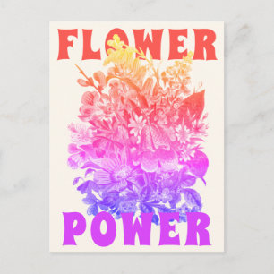 Moderner Fun Retro Blume Power Funky Bouquet Postkarte