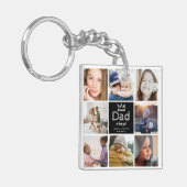 Moderner Fun Vater 8 Foto Collage Keepake Schlüsselanhänger (Vorderseite links)