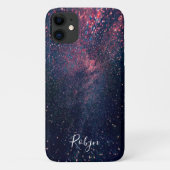 Moderner Galaxy Glitzer Individuelle Name Girly Case-Mate iPhone Hülle (Rückseite)