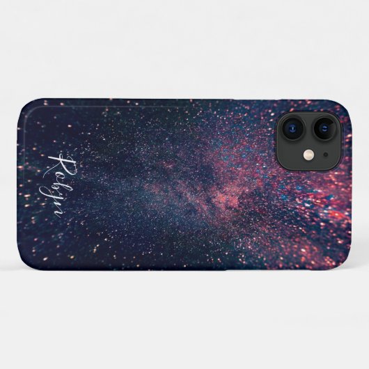 Moderner Galaxy Glitzer Individuelle Name Girly Case-Mate iPhone Hülle (Rückseite (Horizontal))