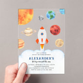 Moderner Galaxy Planets Space Rocket Kindergeburts Acryleinladungen (Insitu (Handheld))