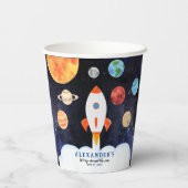 Moderner Galaxy Planets Space Rocket Kindergeburts Pappbecher (Rückseite)