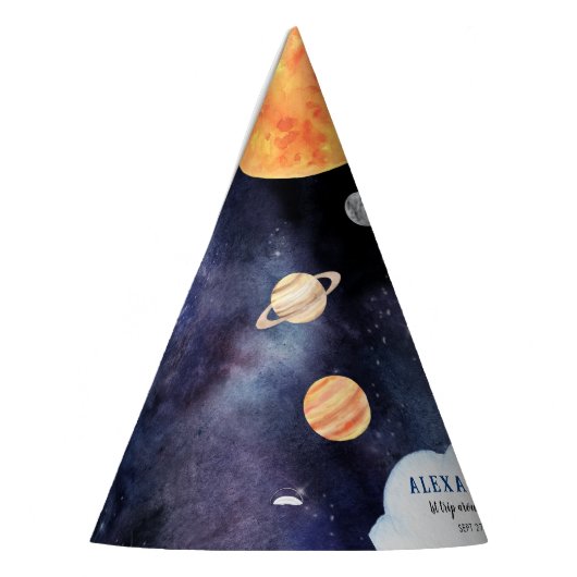 Moderner Galaxy Planets Space Rocket Kindergeburts Partyhütchen (Links)