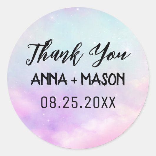 Moderner Galaxy Star Vielen Dank für Ihre Hochzeit Runder Aufkleber (Vorderseite)