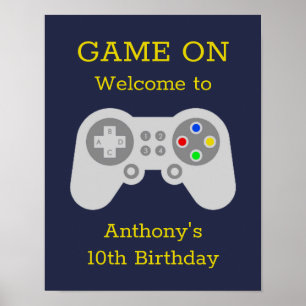 Moderner Gamer jeden Alters Geburtstagsparty Willk Poster