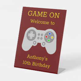 Moderner Gamer jeden Alters Geburtstagsparty Willk Sockelschild