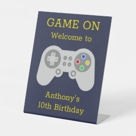 Moderner Gamer jeden Alters Geburtstagsparty Willk Sockelschild