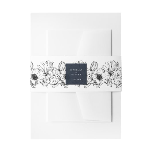 Moderner Garten | Blau | Blumenhochzeit Einladungsbanderole (Vorderseite Beispiel)