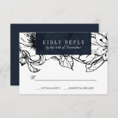 Moderner Garten | Blau | Hochzeitstag mit Blumenbe RSVP Karte (Vorne/Hinten)