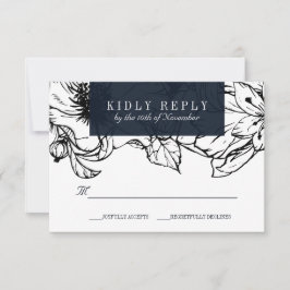 Moderner Garten | Blau | Hochzeitstag mit Blumenbe RSVP Karte