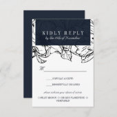 Moderner Garten | Blau |UAWG für Hochzeitessen RSVP Karte (Vorne/Hinten)