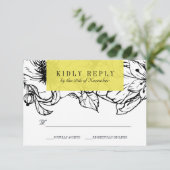 Moderner Garten | Gelb | Hochzeitstag mit Blumenbe RSVP Karte (Stehend Vorderseite)